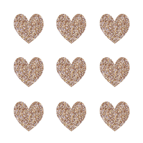 Glitter hearts copper gold small - for gluing
