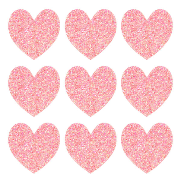 Glitter hearts candy pink - to glue