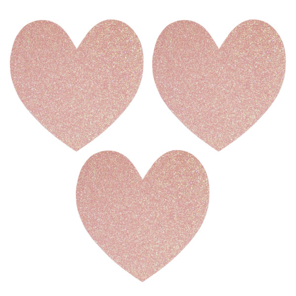 Glitter hearts powder pink - for gluing