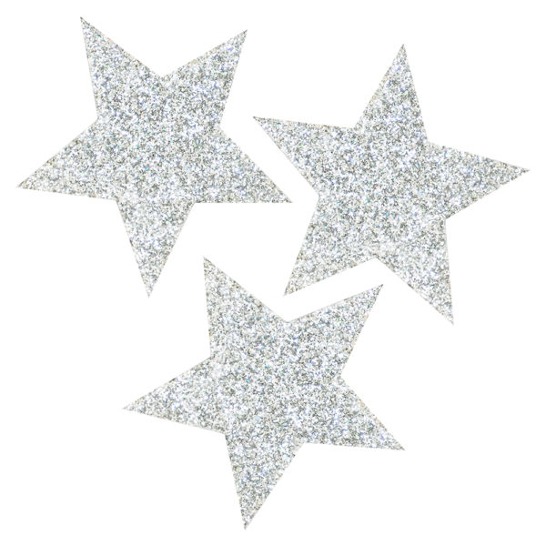 Glitter stars large silver - for gluing