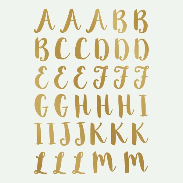 ABC - verspielte Schrift - gold