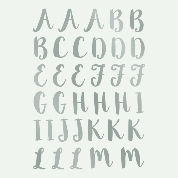 ABC - verspielte Schrift - silber