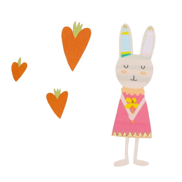 Mrs Rabbit with heart carrots – Bügelsticker