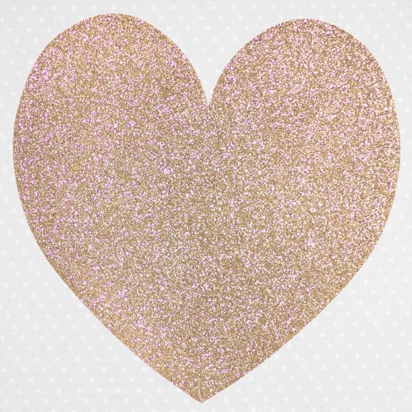 Glitzerherz altrosa groß – Bügelsticker