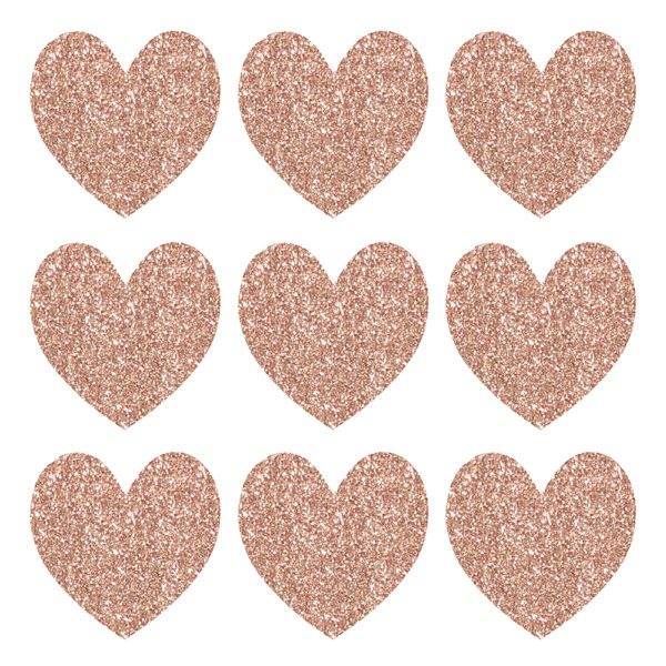 Glitter hearts rose gold - to glue