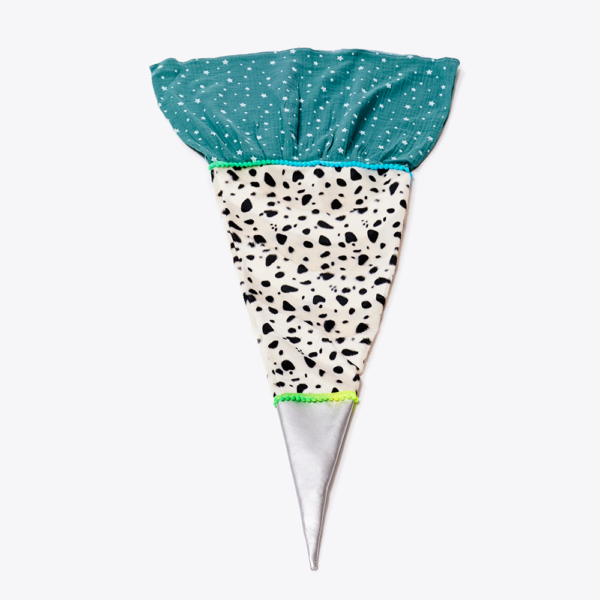 Stoffhülle, Schultüte – mint/schwarz-weiß/silber