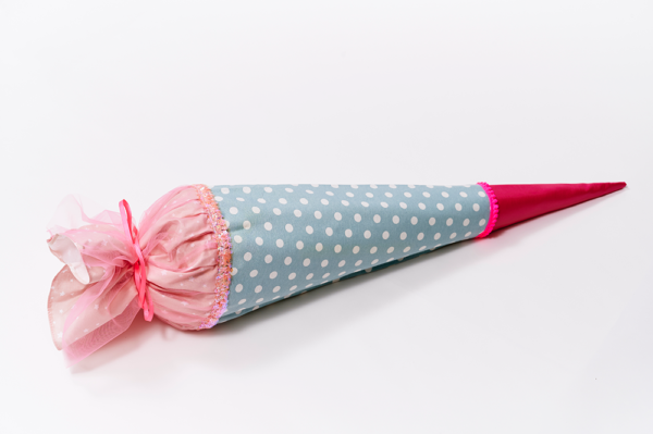 Stoffhülle, Schultüte – tüll/rose/blau-grau/pink – Bild 2