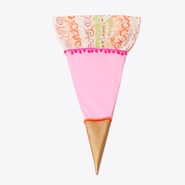 Stoffen hoes, schoolkegel - pastel bloemen/roze/goud
